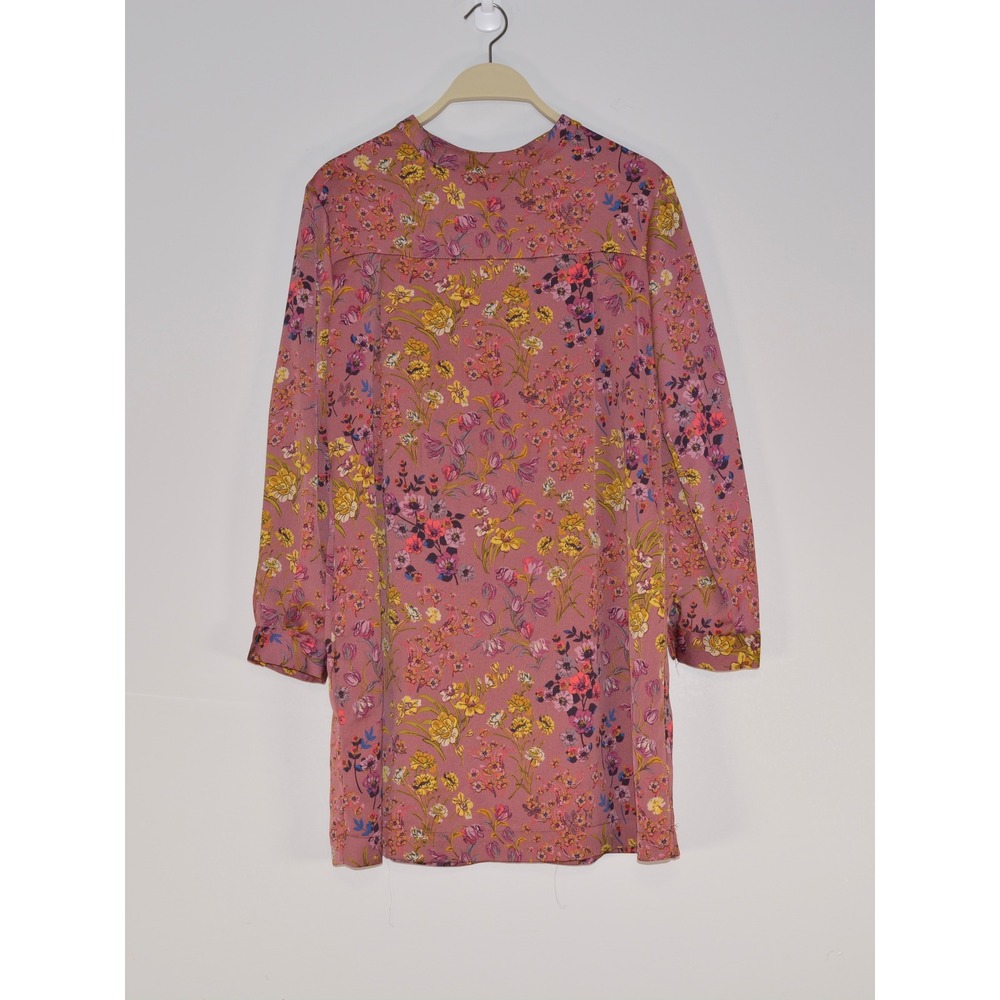 Zara Girls Mauve Pink Floral Long Sleeve Shift Dress Size 13/14